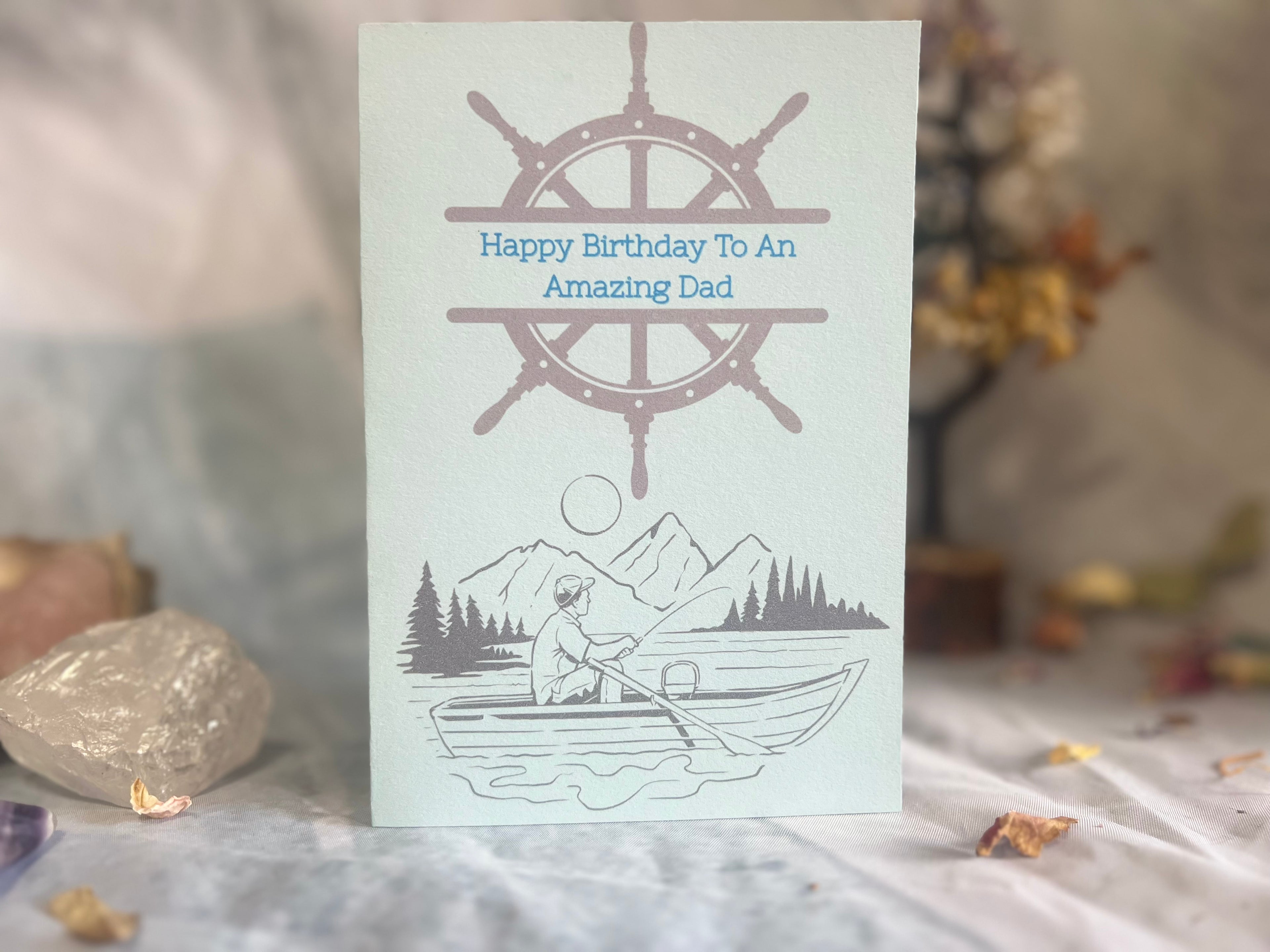 Printable Birthday card measuring 16.5 cm by 11.5 cm, with an included envelope template