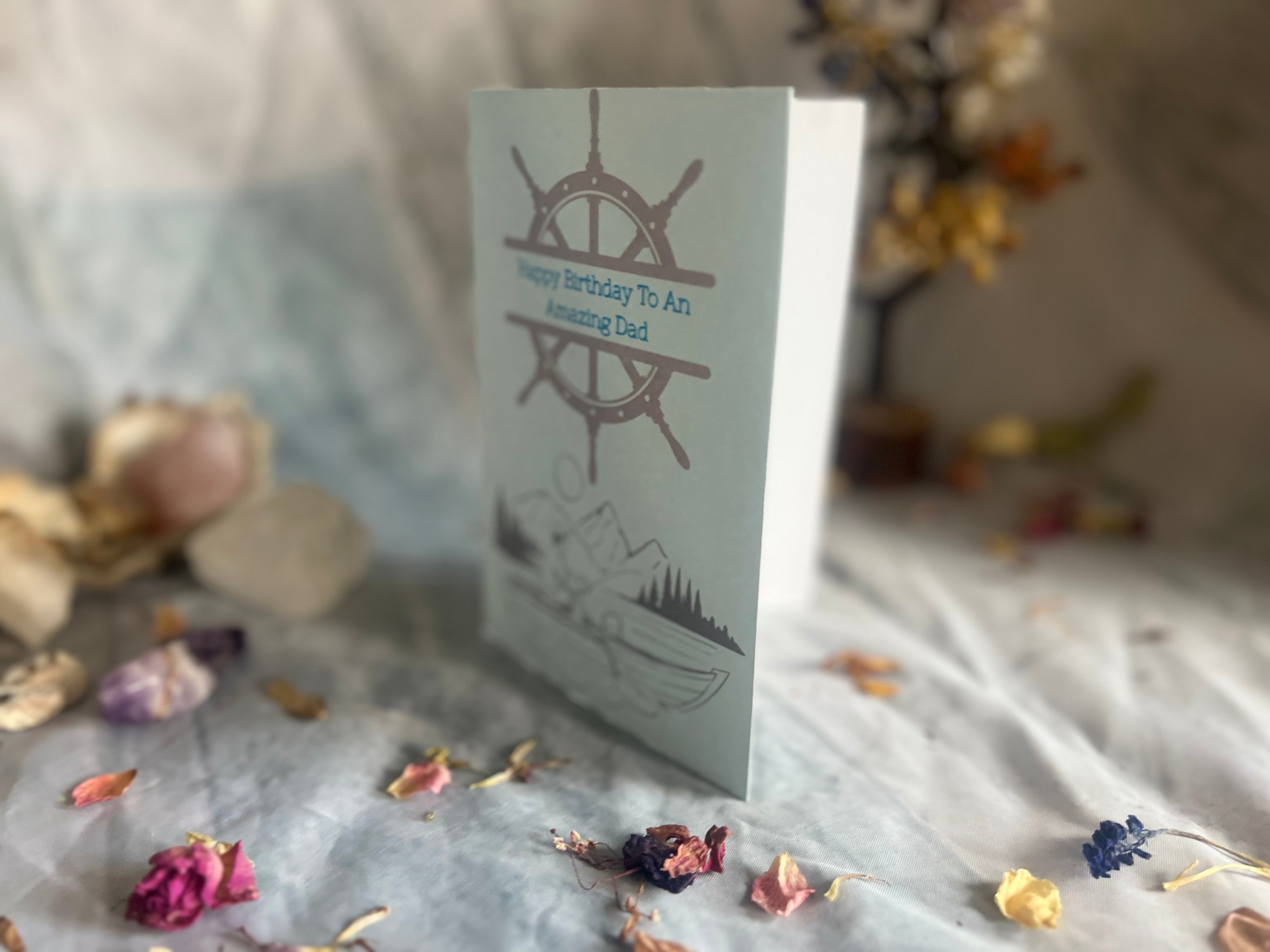 Printable Birthday card measuring 16.5 cm by 11.5 cm, with an included envelope template