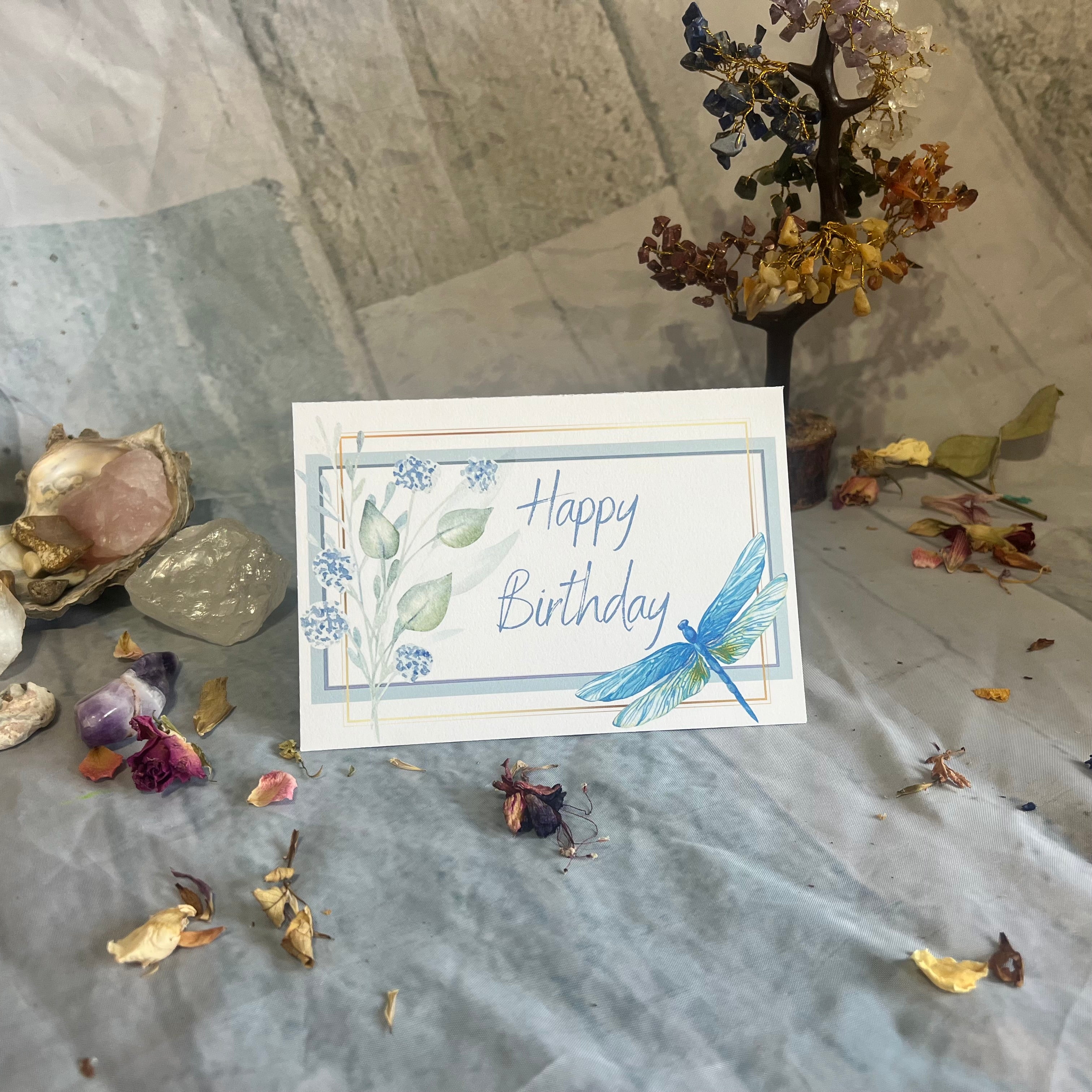 Printable Birthday card measuring 16.5 cm by 11.5 cm, with an included envelope template