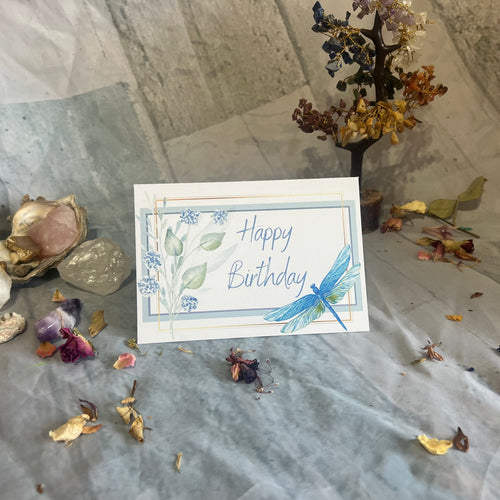 Printable Birthday card measuring 16.5 cm by 11.5 cm, with an included envelope template