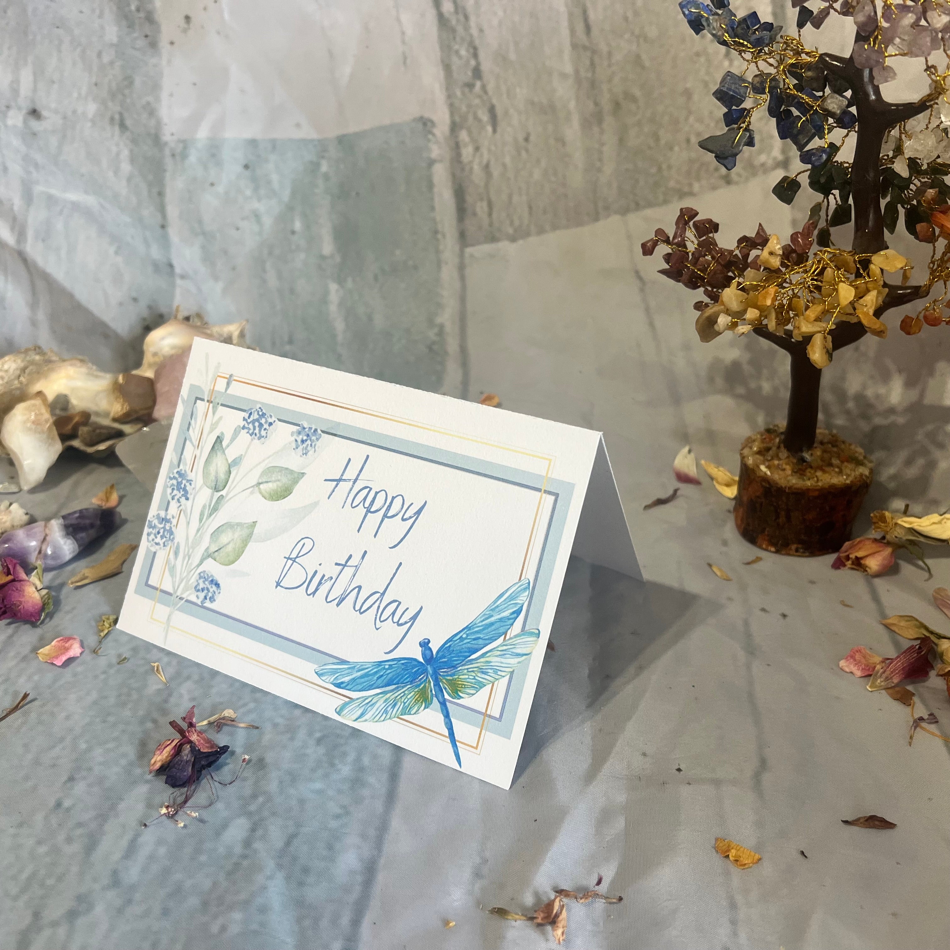 Printable Birthday card measuring 16.5 cm by 11.5 cm, with an included envelope template