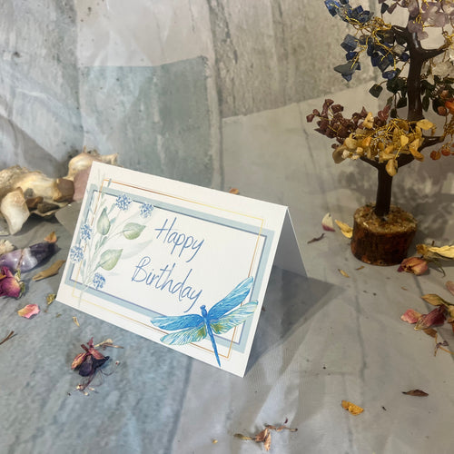 Printable Birthday card measuring 16.5 cm by 11.5 cm, with an included envelope template