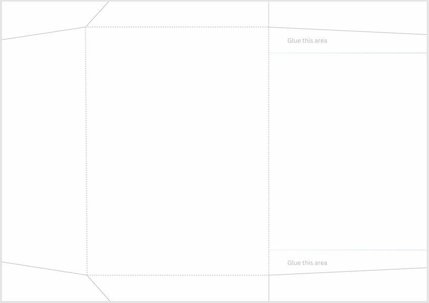 Printable Birthday card measuring 16.5 cm by 11.5 cm, with an included envelope template